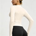 thumbnail image 4 of Sewkxo Women's Workout Jacket Lightweight Zip Up Cropped Yoga Jackets Slim Fit Athletic Tops with Thumb Holes,Beige XL, 4 of 6