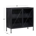 thumbnail image 4 of DecMode 33" x 29" Black Metal 2 Door Geometric Cabinet with Glass Front Panels, 1-Piece, 4 of 17