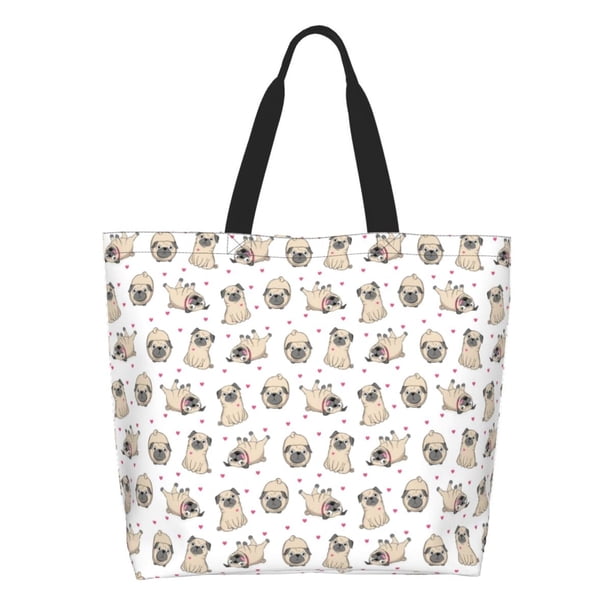 Easygdp Pugs Bolsas Tote para Mujer, Bolsos de Hombro para Viaje, Bolsos de Mano de Gran Capacidad para Compras y Trabajo