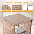 thumbnail image 5 of Ktaxon Wicker Side Table, Small Size Coffee End Table Outdoor Side Table for Garden, Deck, Porch, Yard w/ Glass Table Top, Natural, 5 of 6