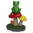 thumbnail image 3 of Alpine Corporation Solar Frog Sitting On Top of Mushroom Statue, 3 of 15