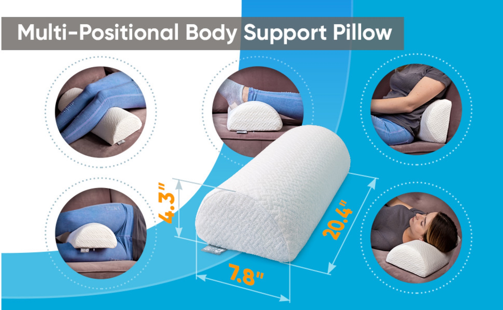 Cervical Neck Pillow Memory Foam Cervical Spine Pillow Ease Neck Pain, Tension & Headaches White Washable Cover By JDOHS
