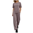thumbnail image 3 of Cutuoiiu Women Comfortable Oversized T Shirt and High Waist Wide Leg Pants Set Everyday Wear Casual Two Piece Gifts, 3 of 8