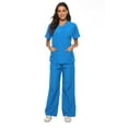 thumbnail image 3 of UFOUND Women Scrubs Top Short Sleeve V-Neck Tops+Pants Nursing Working Uniform Set Suit, 3 of 9