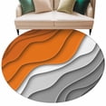 thumbnail image 2 of 7ft Washable Round Rug, Abstract Beach Non-Slip Circle Area Rug for Living Room Dining Room, Aesthetic Grey to Orange Gradient Indoor Floor Mat for Home Decor, 2 of 9