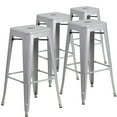 thumbnail image 3 of BizChair 4 Pack Commercial Grade 30" High Backless Silver Metal Indoor-Outdoor Barstool with Square Seat, 3 of 15
