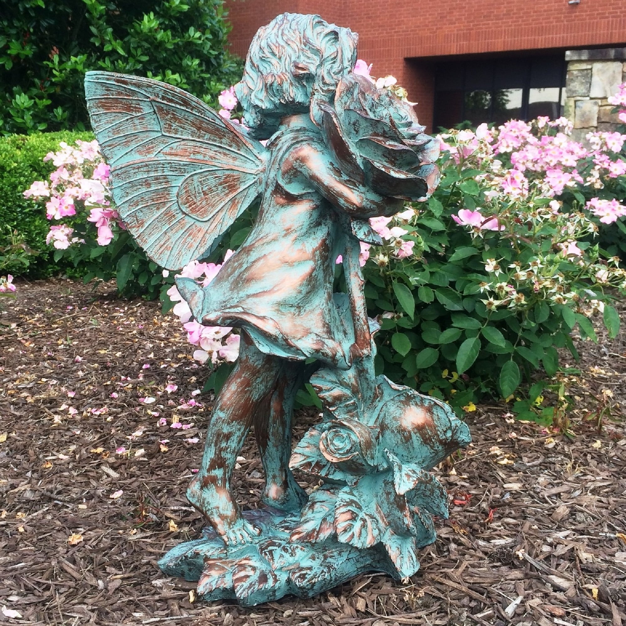 Homestyles 20"H Lilian Rose Fairy in Bronze Patina Home Patio & Garden Statue