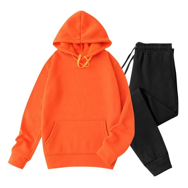 Npasoilc Sets for Men Men Velvet Solid-Color Casual Loose Pocket Drawstring Long Pants Sweatshirt Long Sleeve Hooded Set