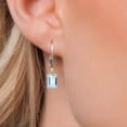 thumbnail image 3 of Gem Stone King 925 Silver and 10K Yellow Gold Sky Blue Aquamarine Dangle Earrings for Women | 1.60 Cttw | Gemstone March Birthstone | Octagon 7X5MM, 3 of 6