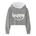 thumbnail image 4 of Girls Long Sleeve Letters Solid Color Short Hoodie Hoodie Top Clothes, 4 of 4