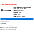 thumbnail image 2 of Inner Tie Rod End - Compatible with 2016 - 2018 Lincoln MKX 2017, 2 of 2