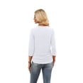 thumbnail image 4 of Ronuti Womens 3/4 Length Sleeve Tops Crewneck Ruched Summer Shirts 2026 Business Casual Outfits Blouses Spring Clothes White Tops, 4 of 7