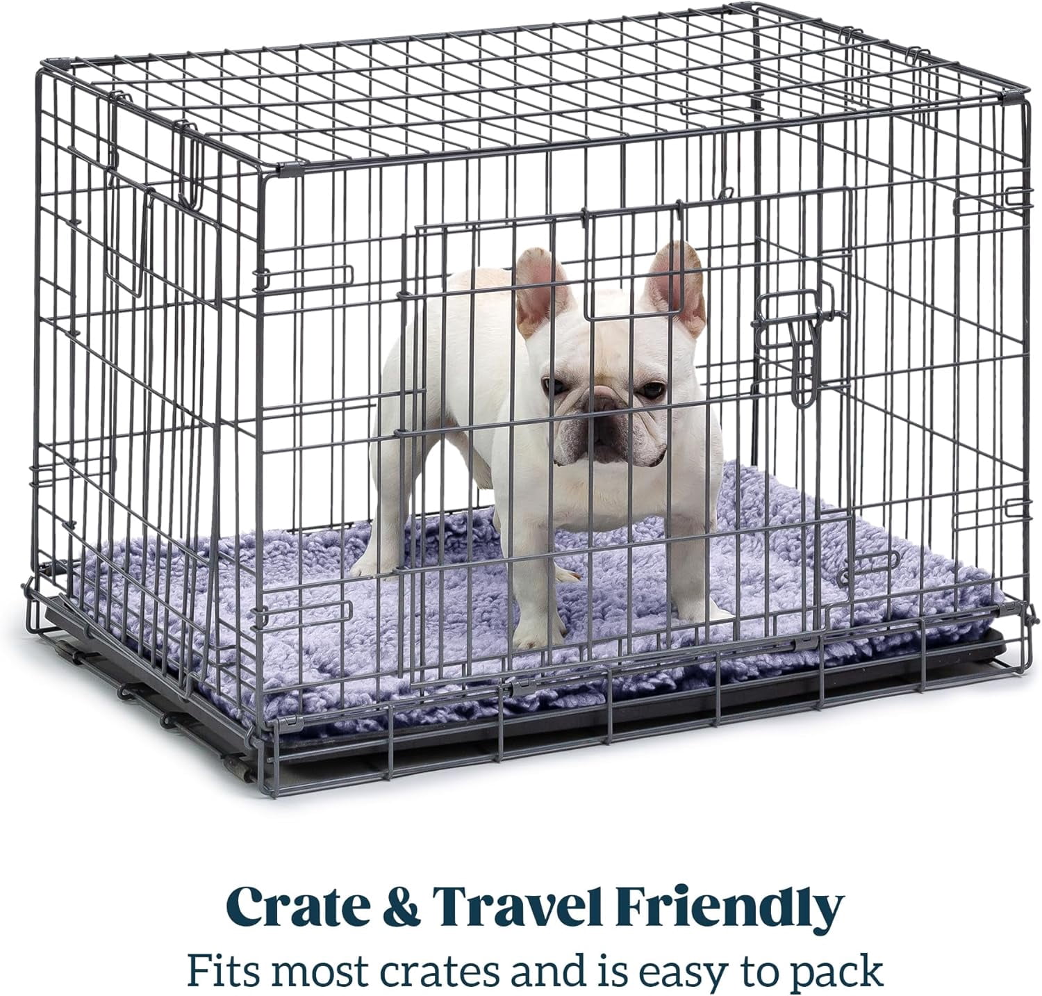 PELZIN Stoutwool Indestructible Dog Bed - Fluffy Chew Proof Dog Crate Pad - Tough Kennel Pad for Aggressive Chewers - Washable, Ideal for Large Breeds & Fits 42-Inch Crate - 41"x27", Jacaranda