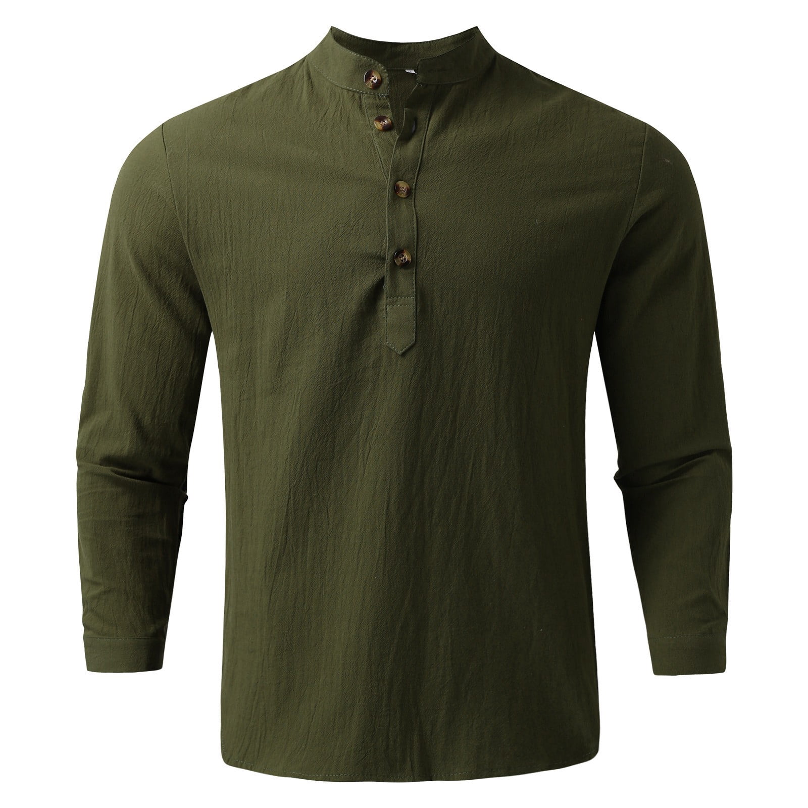 Friptspyg Men's Long Sleeve Linen Shirt - 80% Cotton 20% Linen Casual Button Down, Regular Fit