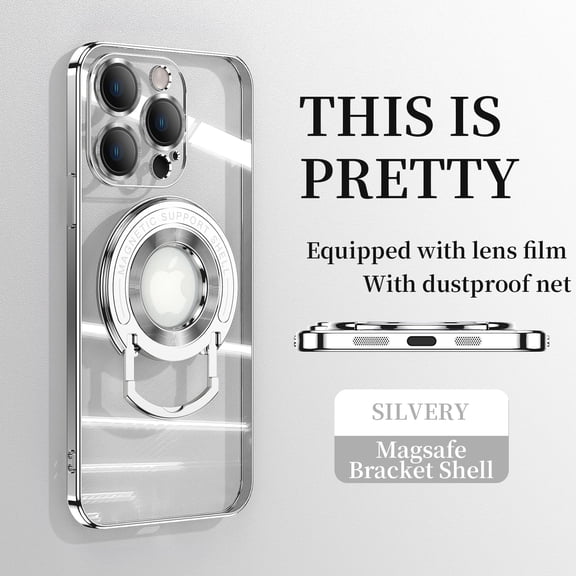 360° Spin Magnetic Stand for iPhone 13 Pro Max Case, [Compatible with MagSafe][Military Protection][Full Camera Protection] Adjustable Kickstand iPhone Case for iPhone 13 Pro Max,Silver