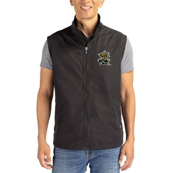 Men's Cutter & Buck Black Wichita State Shockers Charter Eco Recycled Full-Zip Vest