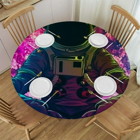 

Autua Space Suit Moon Earth Round Table Cover Stain Resistant Washable Indoor Outdoor Kitchen Dining Wedding Parties 100% Polyester Fiber Waterproof 31 -35