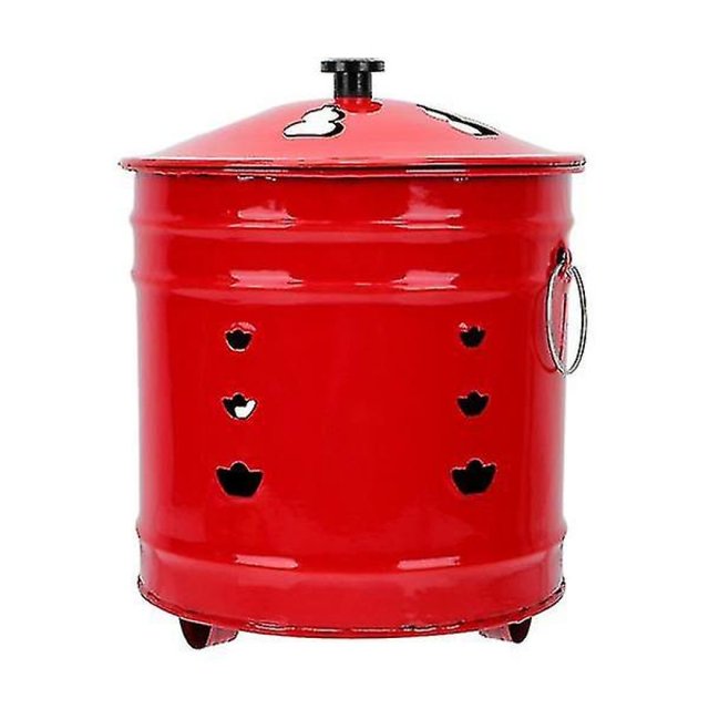 CNKOO Baril d'Incinérateur Rouge avec Couvercle, Parfait pour Brûler des Billets et des Papiers