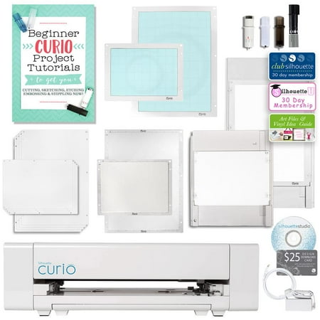 Silhouette Digital Cutter Silhouette Curio Digital Crafting Machine with Large Base and Deep Cut Blade Bundle ()