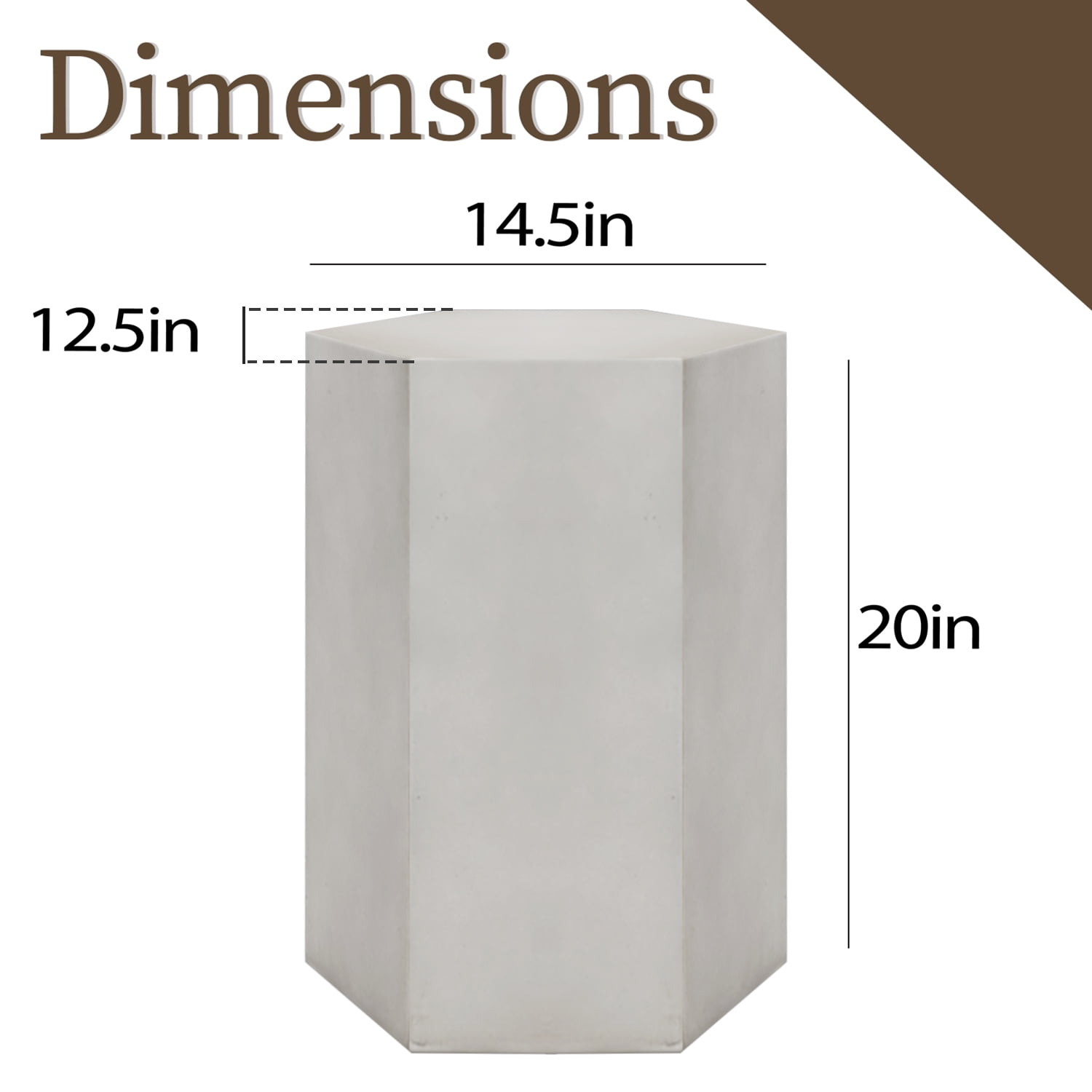 COSIEST Concrete Accent Table, Hexagon Patio Side Table 14.5''Wx20''H, Modular Design Indoor Outdoor End Table, Light Grey