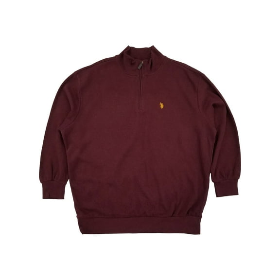 U.S. Polo Assn. Mens Big & Tall Burgundy Quarter Zip Pullover Sweatshirt 3XL