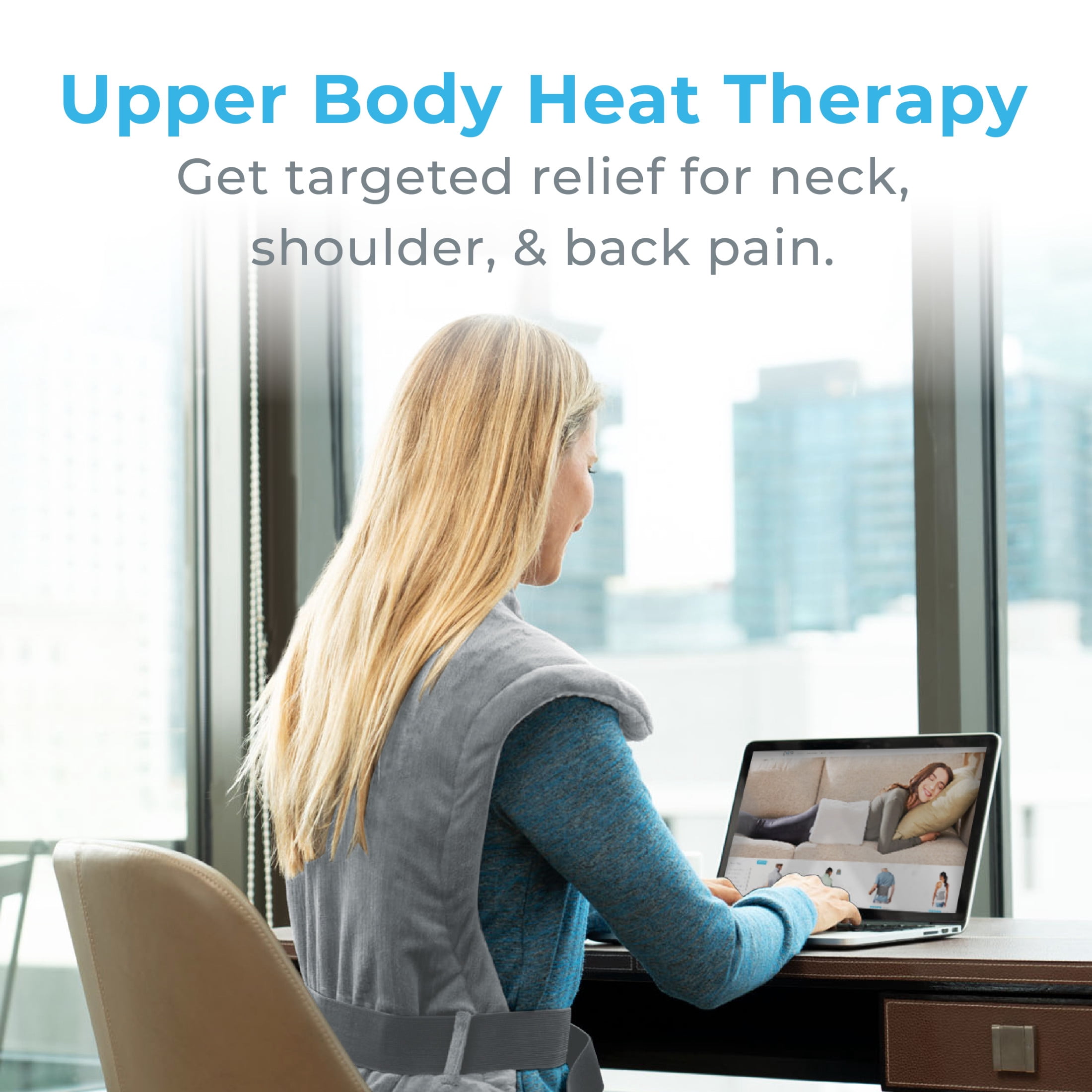Pure Enrichment PureRelief XL Extra-Long Back & Neck Heating Pad, Safe Heat Therapy for Sore Muscles, & Pain in Neck, Back, & Shoulders, 4 Heat Settings w/ Auto Shut-Off, Soft Fabric (Gray)