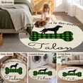 thumbnail image 5 of Round Area Rug 8 Ft, Green Black Buffalo Checkered Washable Non-Slip Circle Carpet for Living Room/Bedroom, Bones Cute Dogs Pets Collection Low-Profile Large Area Rugs for Indoor, 5 of 8