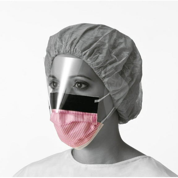 Medline NON27710EL Fluid-Resistant Surgical Face Masks with Eyeshield and Earloop, Cellulose, Anti Fog, Latex Free, Purp