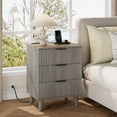 thumbnail image 2 of GIKPAL Night Stands for Bedroom, Modern Bedside Table with 3 Drawers & Charging Station,Fluted Panel End Tables for Bedroom & Living Room, Dark Grey Oak, 2 of 10