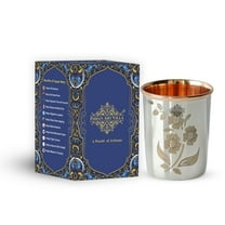 Indian Art Villa Steel Copper Glass Tumbler - Engraved Floral, 10.1 oz