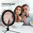 thumbnail image 6 of TECELKS 10" LED Ring Light with Tripod Stand, Phone Holder, Wireless Shutter, Dimmable Desktop Light, 6 of 8