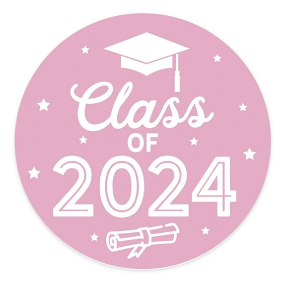 Koyal Wholesale 2024 Graduation Stickers, Pink, Party Favors, Bulk 40 Pack, 2 Inch