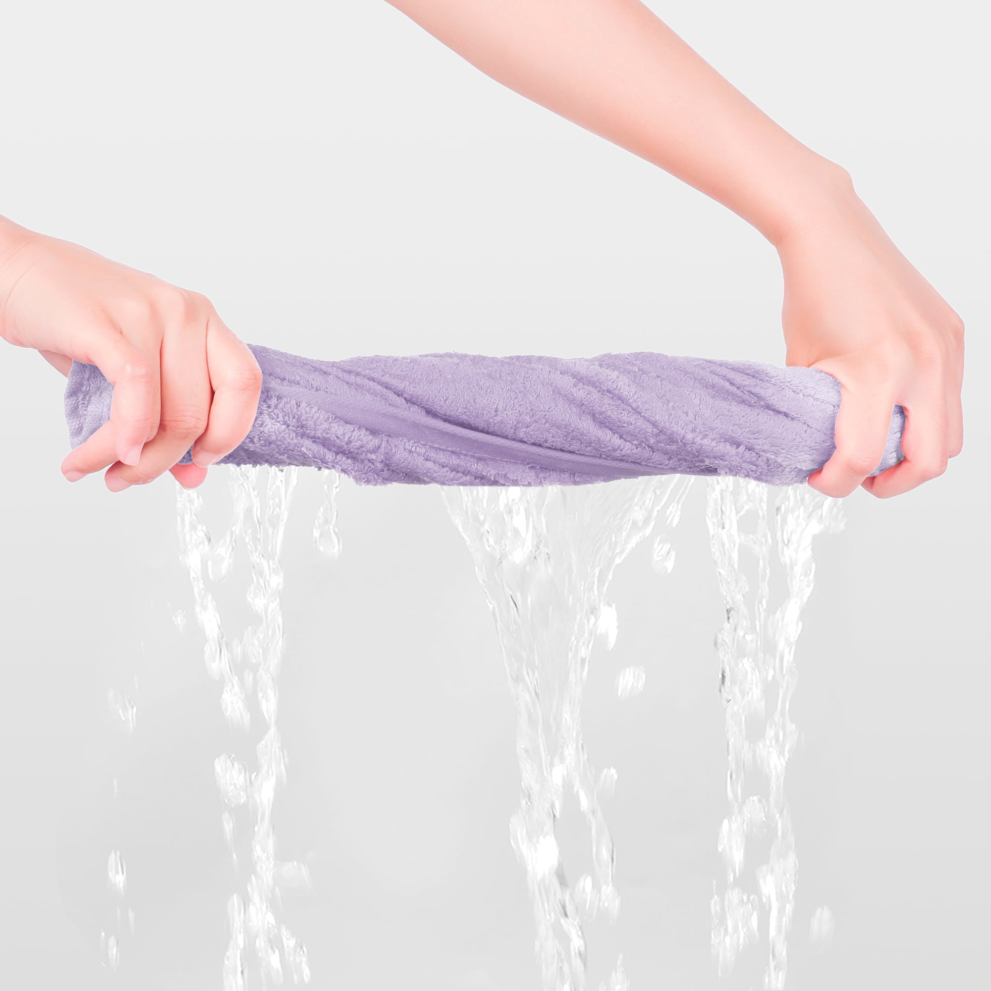 REGALWOVEN 6 Pack Cotton Washcloths, Solid Face Cloths, Absorbent and Quick Drying Towel for Bathroom Light Purple 13" x 13"