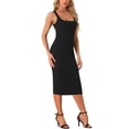 thumbnail image 2 of INSPIRE CHIC Scoop Neck Dress for Women's Sleeveless Rib Knit Long Side Slit Dress XS Black, 2 of 6