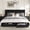 Black King, variant on Queen Size Bed Frame, Velvet Upholstered Bed Frame with Wingback Headboard, 2 Storage Drawers, No Box Spring Needed, White