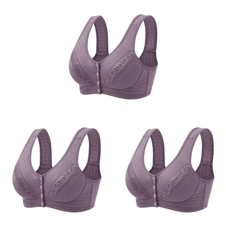 eel Ring Y Back Sports Bra Front Close Bra T Womens Bras Comfortable Wide Band Back Plus Size Seamless Bras for Plus Size Women Unlined Bra for ceangrtro (3Packs) (3Packs)