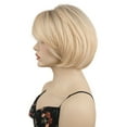thumbnail image 3 of Lydell Short Wavy Ombre Blonde Bob Wigs with Dark Roots Shoulder Length Synthetic Wigs for Women, 3 of 9