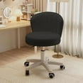 thumbnail image 3 of Wubio Small Desk Chair Round Rolling Chair with Back PU Leather Height Adjustable Swivel Vanity Work Computer Stool Chair for Home Office Bedroom, 3 of 6