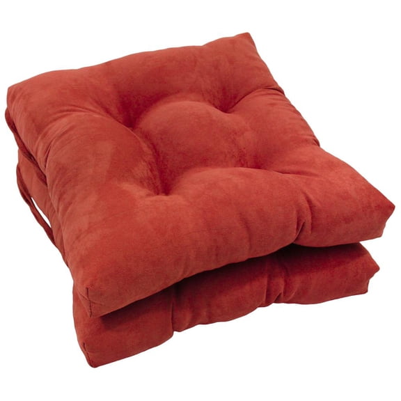 Blazing Needles 916X16SQ-T-6CH-MS-CR 16 in. Solid Microsuede Square Tufted Chair Cushions, Cardinal Red - Set of 6