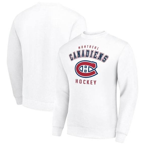 Men's Starter White Montreal Canadiens Team Logo Fleece Pullover Sweatshirt