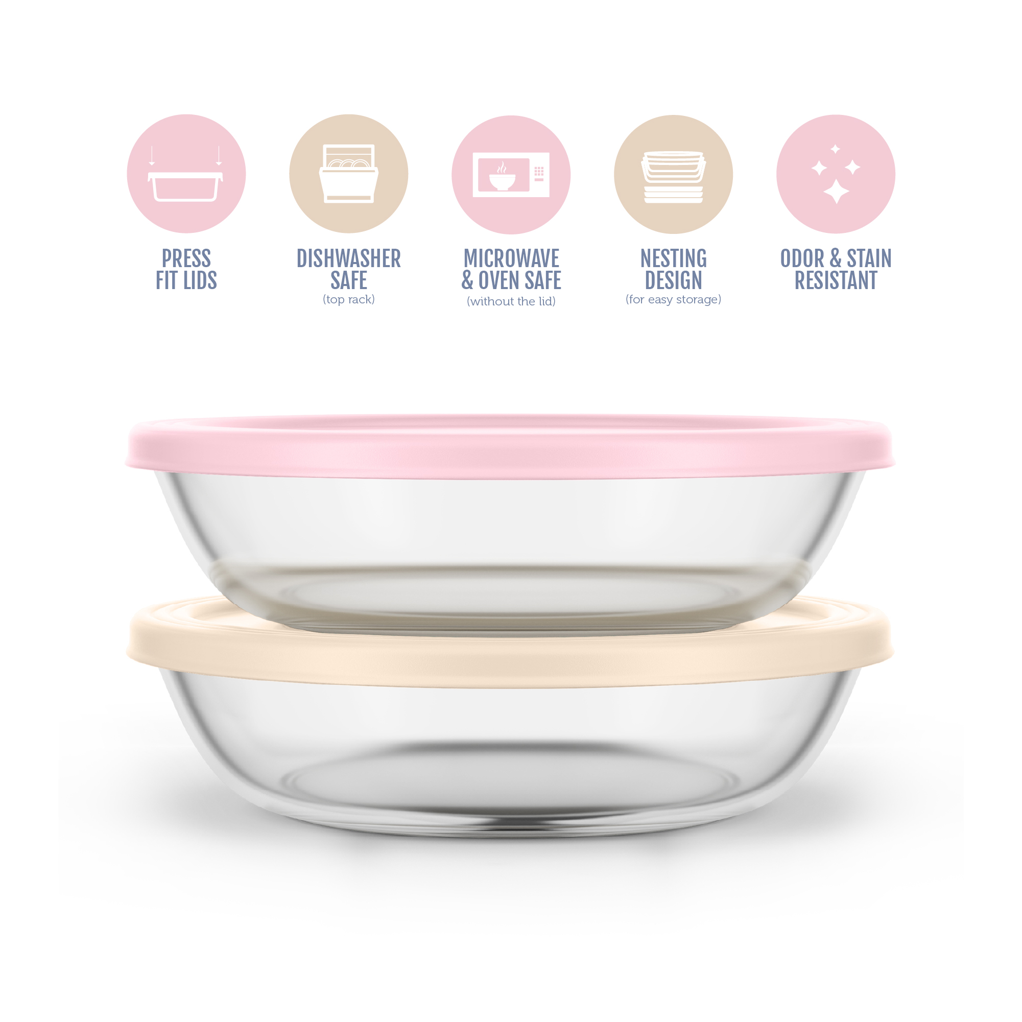 Ello Everyday 4.5 Cup Shallow Bowl 4 Piece Meal Prep Set -Preppy Blooms color