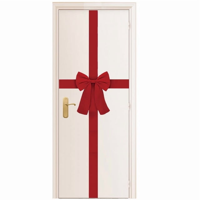 Lazo Navideño Grande de Terciopelo | Lazo Rojo de Cinta Navideña para Decorar La Puerta de Entrada o El Armario | Tamaño: 4 X 2,7 M | Fácil de Instalar