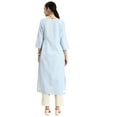 thumbnail image 4 of eloria Women's Fashion Solid Front Dori Tie-Up Neck Design Kurti, Fabric : Cotton, Color : Sky Blue, Size : Medium, 4 of 7