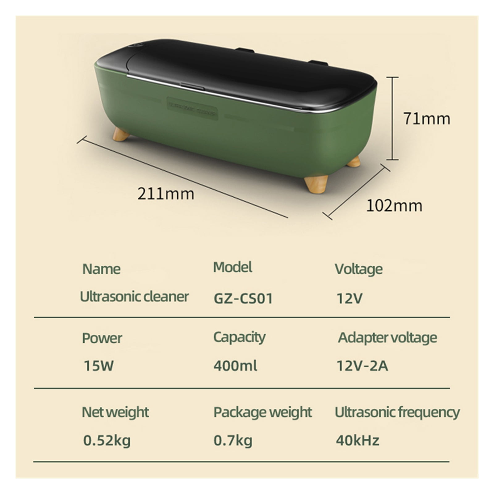 40kHz Ultrasonic Cleaner Portable Ultrasound Cleaning Machine for Jewelry Ultrasonic Clean Device