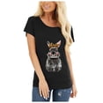 thumbnail image 2 of Hauts d'Été Grande Taille Femmes Décontracté Femmes T-shirt à Col Rond Imprimé Lapin Pâques Manches Courtes Blouse Ample Décontractée T-shirt à Col en V Femmes en Liquidation, 2 of 8