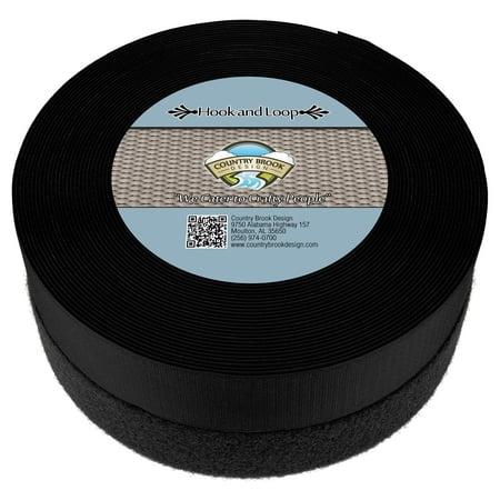 Loop Roll - Country Brook Design | 1 1/2 Inch Black Sew on Hook and Loop, 2 Rolls of 3 Yards