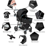 Infans 2 In 1 Foldable Baby Stroller Kids Travel Newborn Infant Buggy Pushchair Black