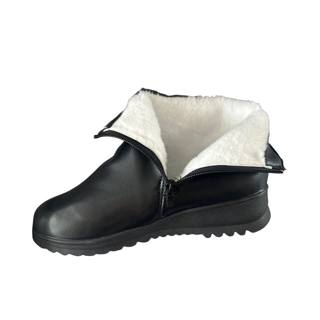 Bottines pour Femmes, Décontractées d'Hiver à Enfiler avec Doublure en Velours, Boucle Réglable et Talon Compensé Plat, Confortables pour un Usage Quotidien en Extérieur