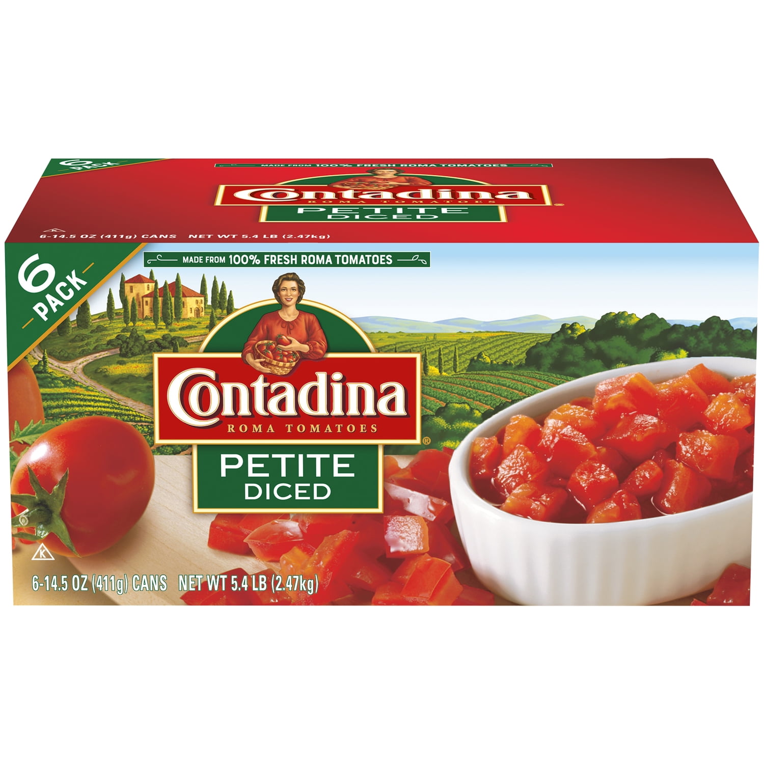 (6 Cans) Contadina Petite Cut Canned Diced Tomatoes, 14.5 oz