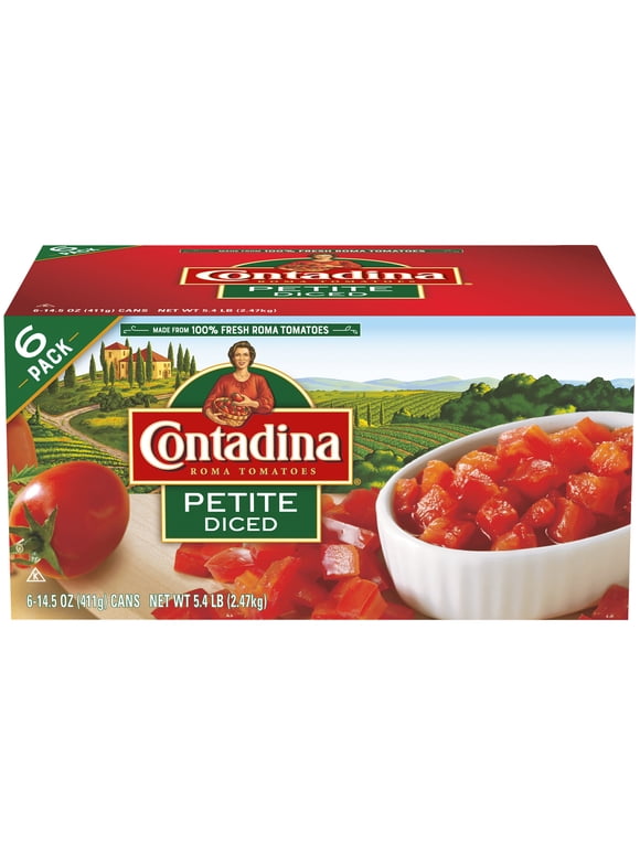 (6 Cans) Contadina Petite Cut Canned Diced Tomatoes, 14.5 oz
